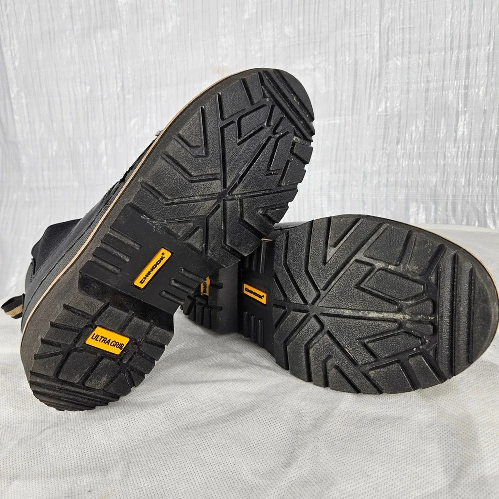 Chinook Workhorse Romeo Mens 8 Wide Slip-On Boots Black Leather Ultra Grip Shoes